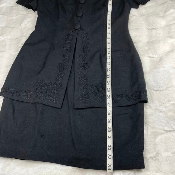 🔥Vintage Donna Ricco Linen Rayon Blend Embroidered Layered Mini Dress Size SP - Picture 11 of 16